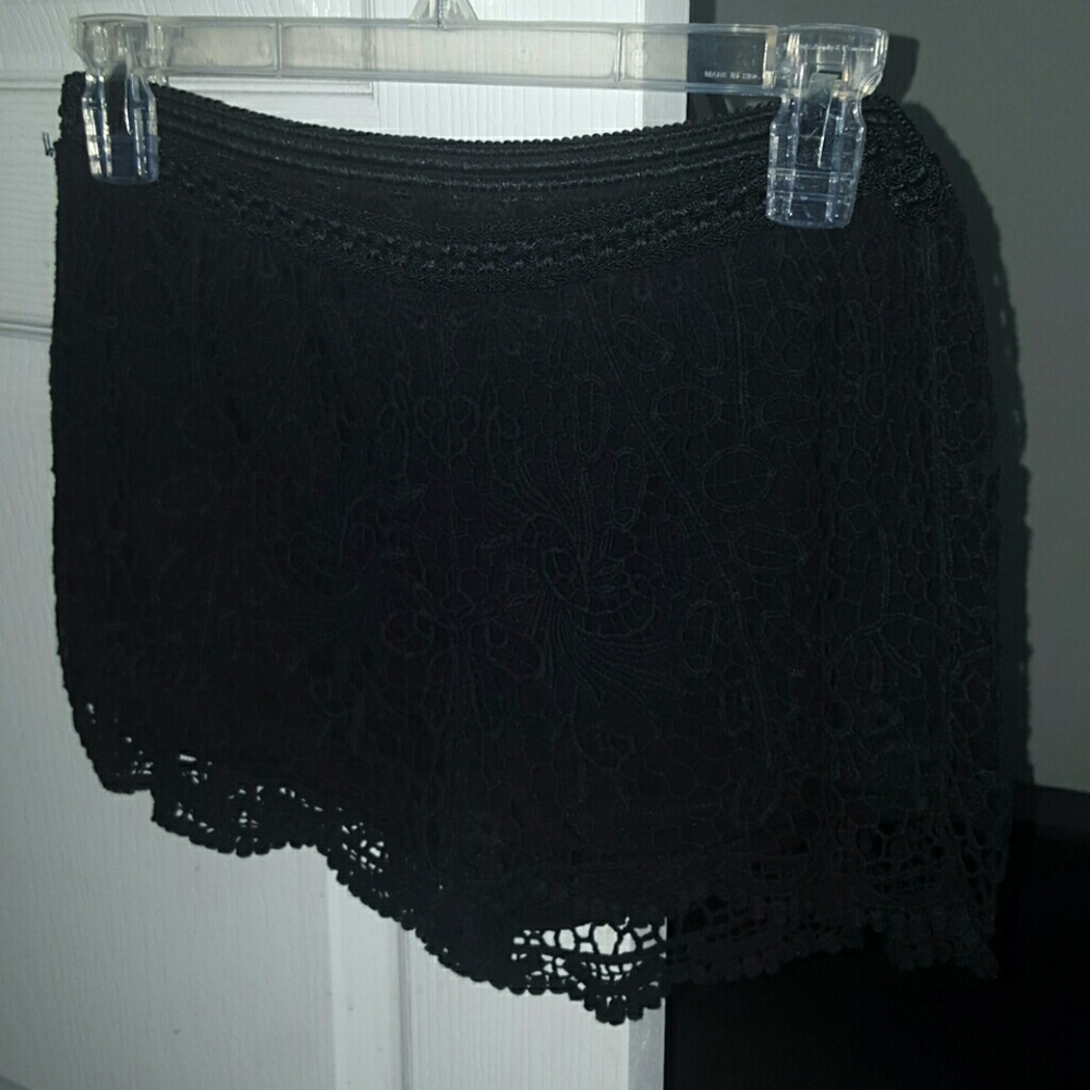 Black crochet shorts